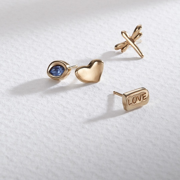 UNOde50 Обеца (единична) FULL HEART Stud