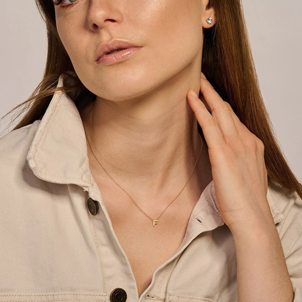 Blush Колие 14k, Буква F